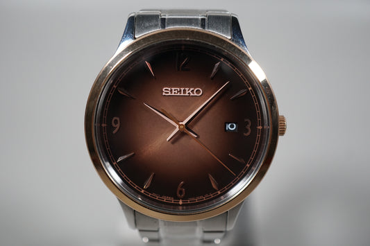 Seiko Essentials SGEH90 7N42 Two Tone Brown Fume Dial Quartz Watch