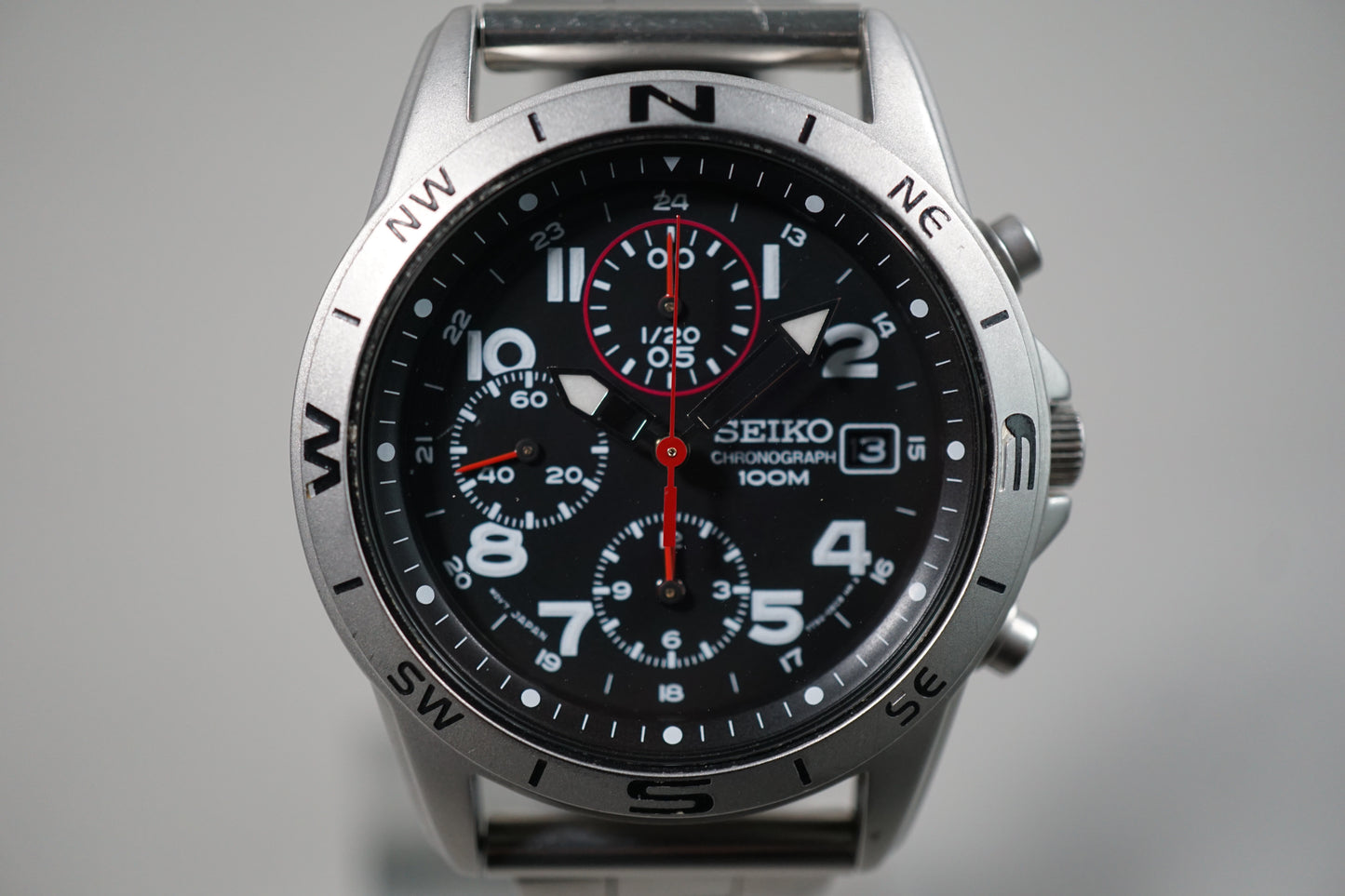 Seiko SND375 7T92 Black Dial Field Style Chronograph Quartz Watch