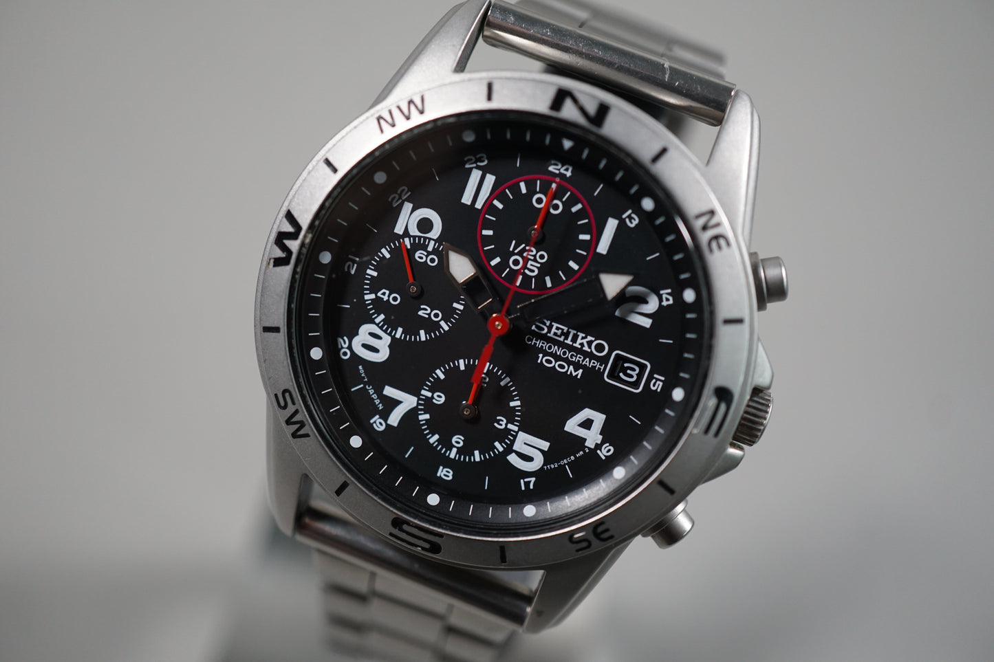 Seiko SND375 7T92 Black Dial Field Style Chronograph Quartz Watch