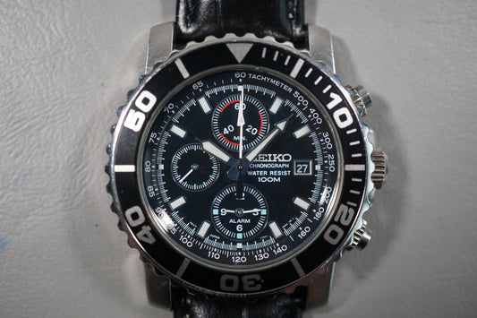 Seiko SNA225 7T62 Black Dial Quartz Chronograph Watch