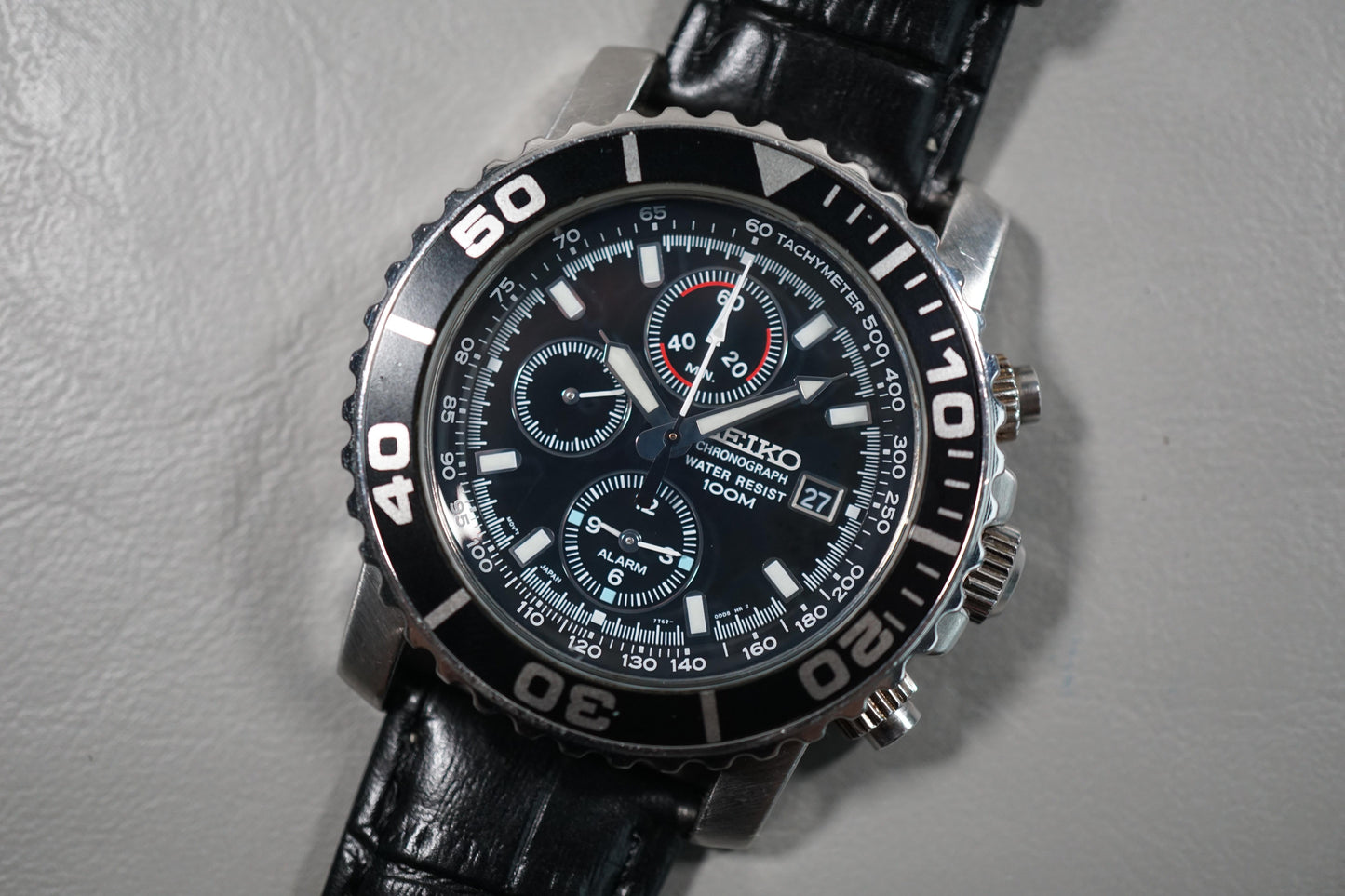 Seiko SNA225 7T62 Black Dial Quartz Chronograph Watch