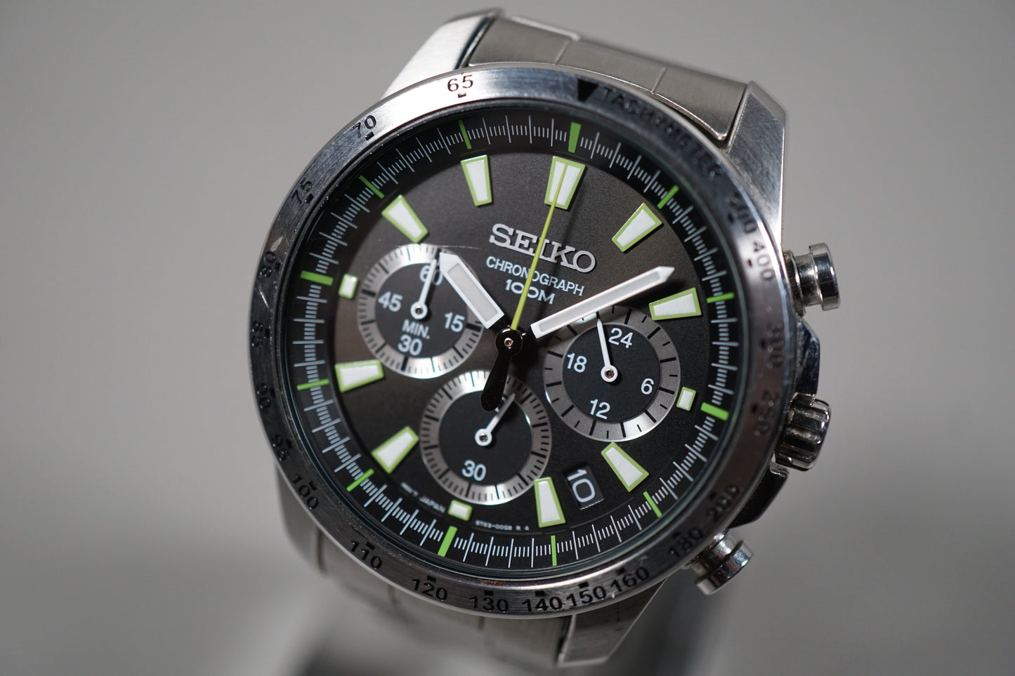 Seiko SSB027 6T63 Black Dial Chronograph Tachymeter Quartz Watch