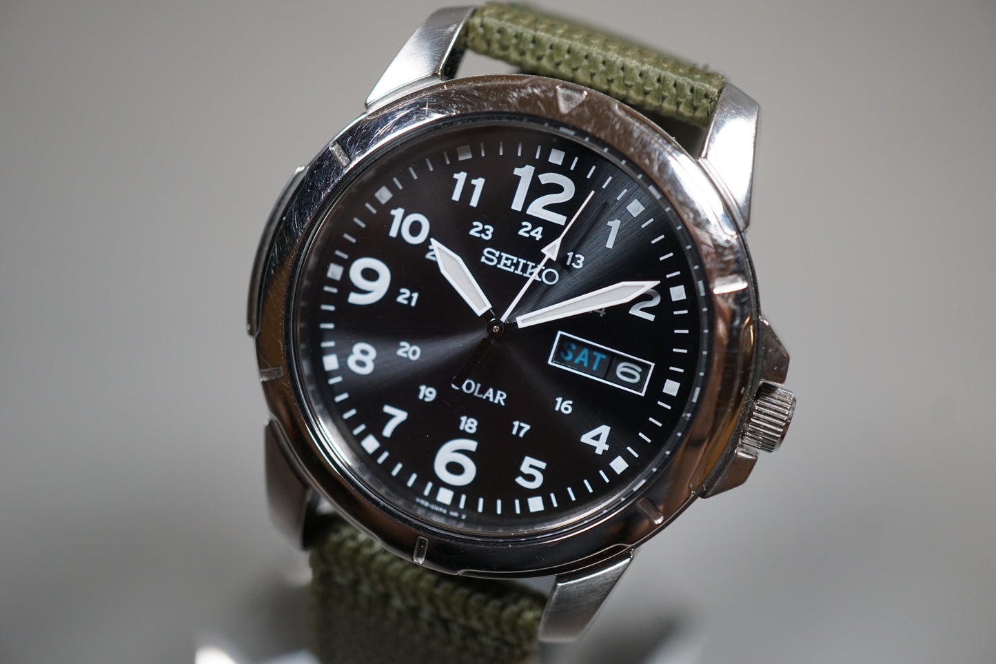 Seiko SNE095P2 V158 Field Style Numeral Dial Solar Quartz Watch