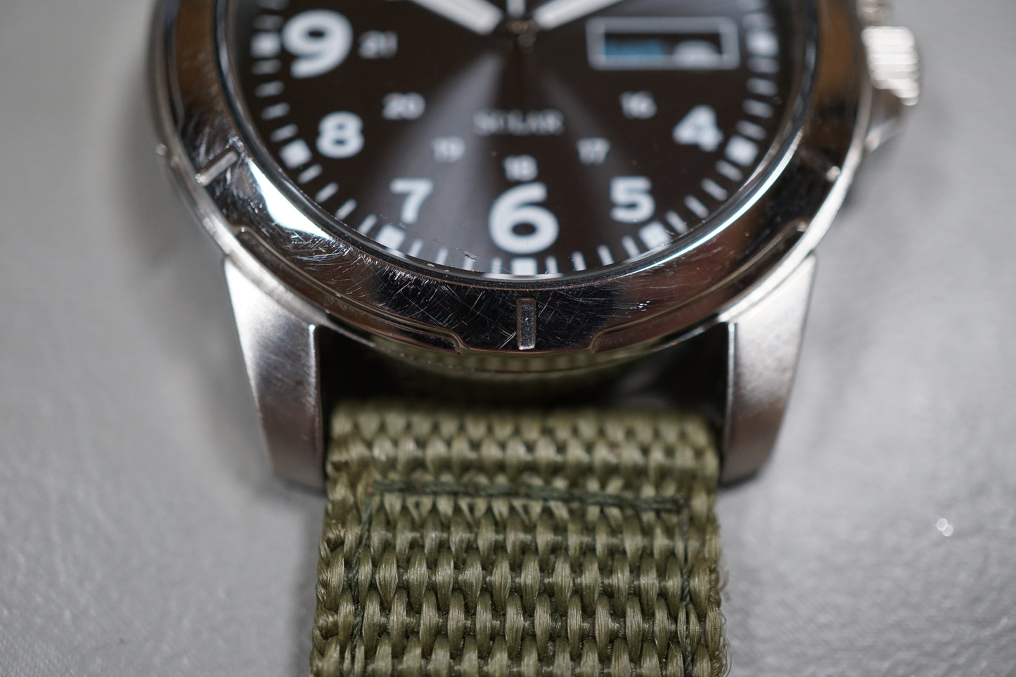 Seiko SNE095P2 V158 Field Style Numeral Dial Solar Quartz Watch