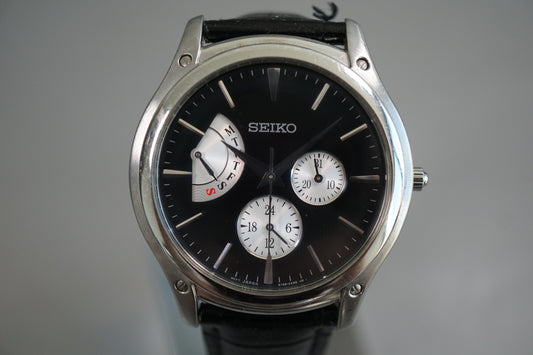Seiko SNT005P1 5Y66 Black Dial Retrograde Day Date Quartz Watch