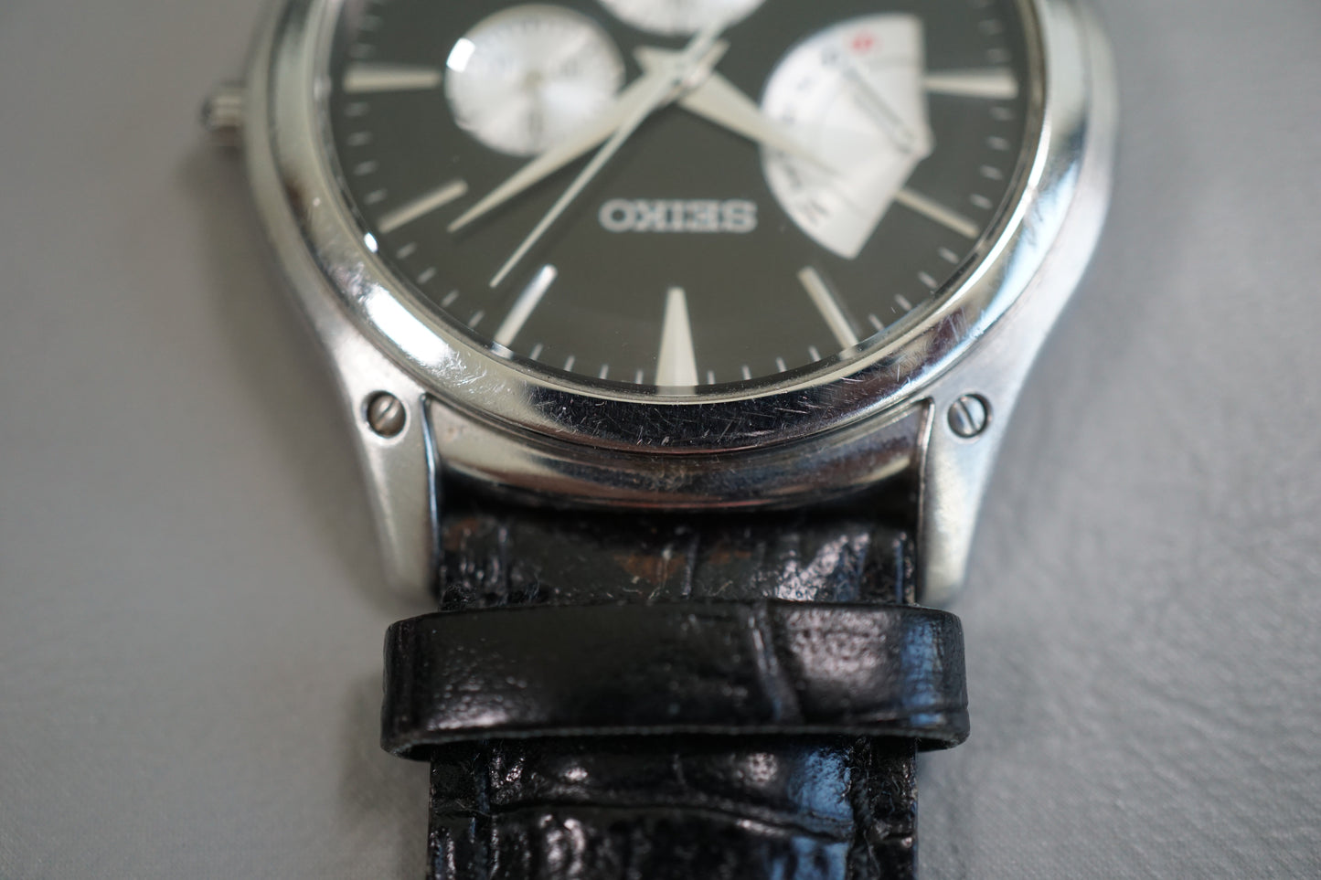 Seiko SNT005P1 5Y66 Black Dial Retrograde Day Date Quartz Watch