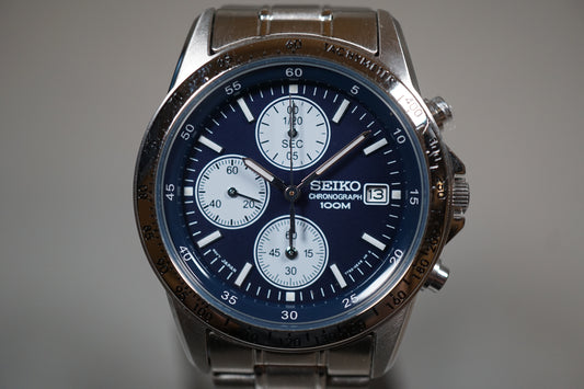 Seiko SND365P1 7T92 Blue Dial Chronograph Tachymeter Quartz Watch