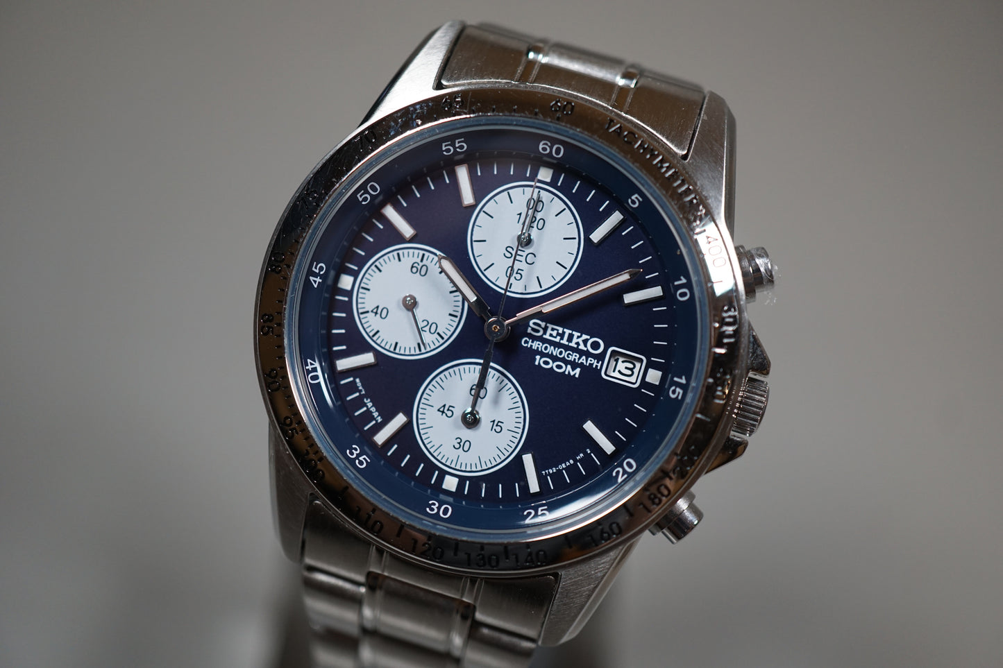 Seiko SND365P1 7T92 Blue Dial Chronograph Tachymeter Quartz Watch