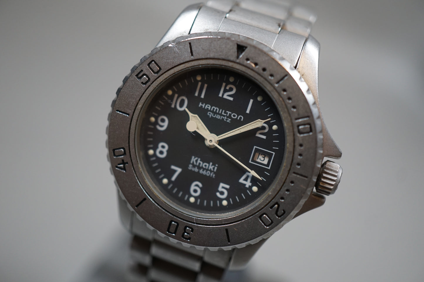Hamilton Khaki 8587A Rare Ladies Sub 660Ft Black Dial Quartz Watch