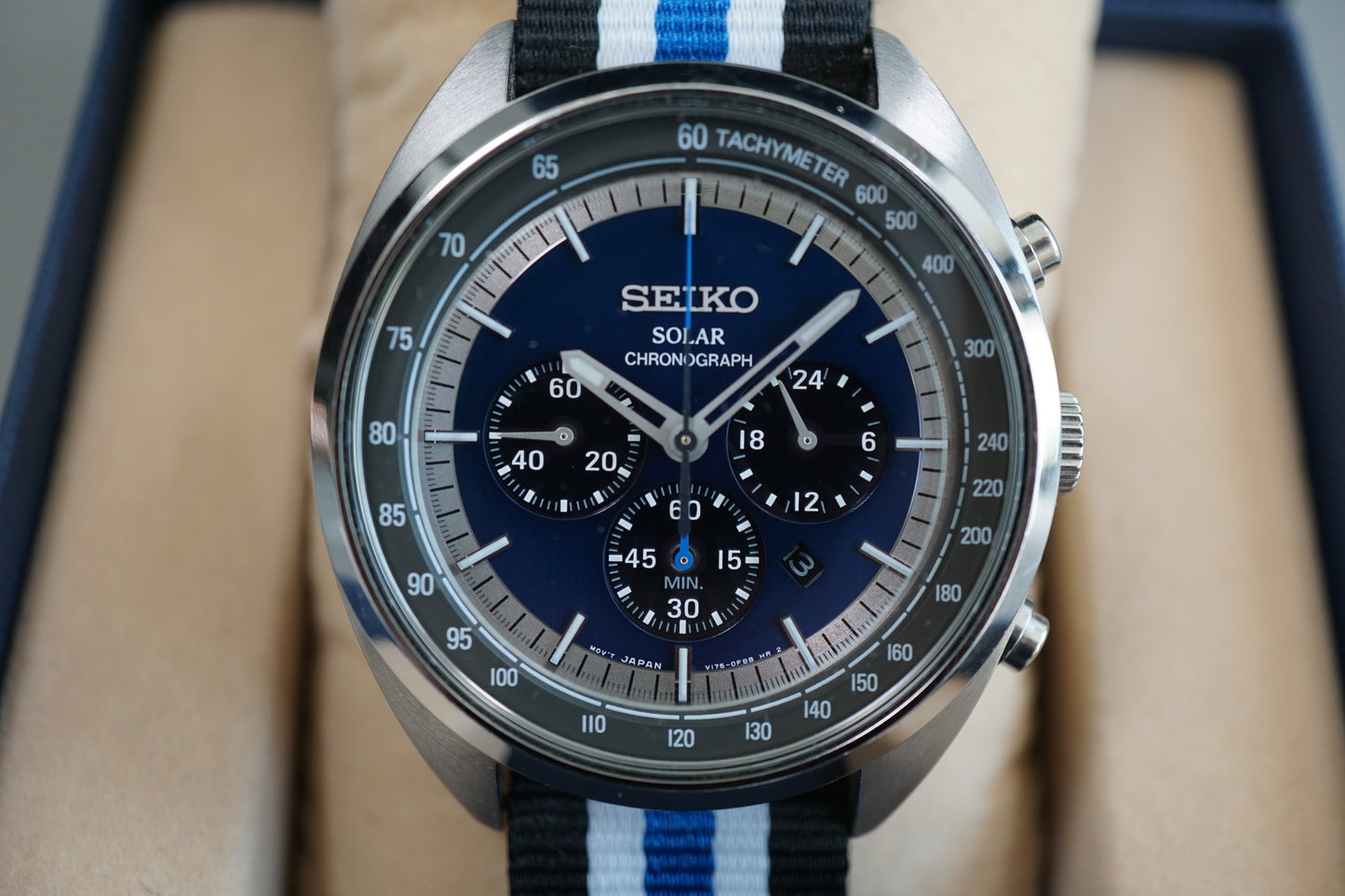 Seiko SSC619P1 V175 Blue Dial Chronograph Solar Quartz Watch