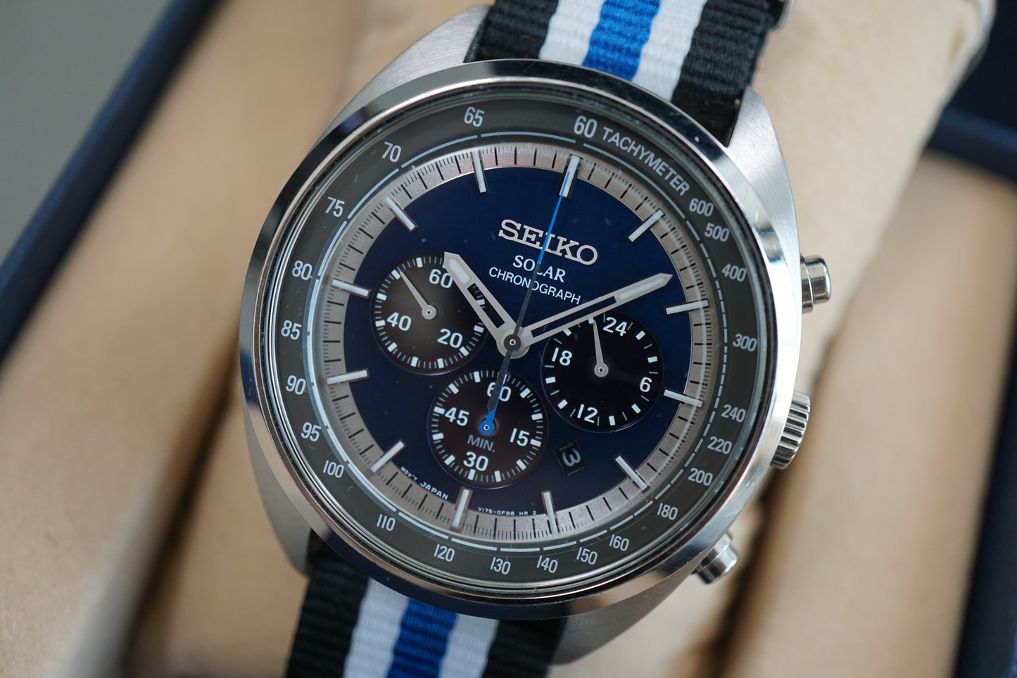 Seiko SSC619P1 V175 Blue Dial Chronograph Solar Quartz Watch