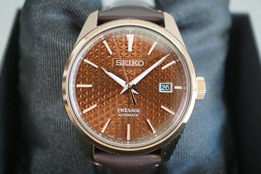 Seiko Presage SPB170 6R35 Rose Gold Tone Brown Dial Sharp Edged Automatic Watch