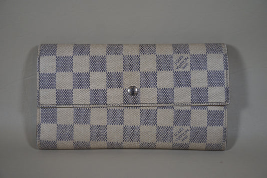 Louis Vuitton Damier Azur Porte International Tresor Trifold Long N61732 Wallet