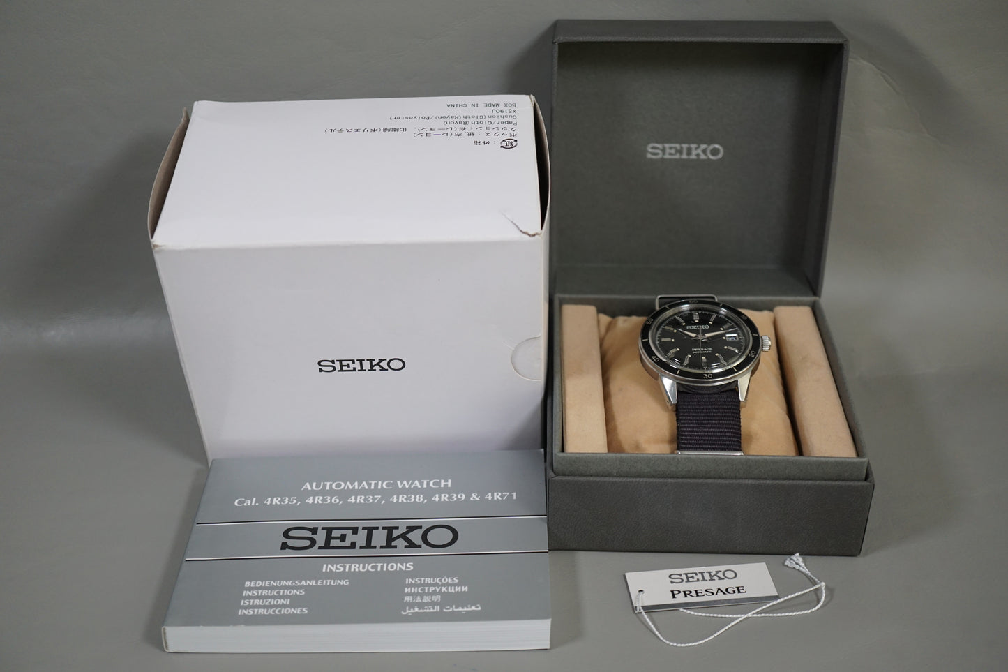 Seiko Presage SRPG09J1 4R35 Black Dial Vintage Style 60S Automatic Watch