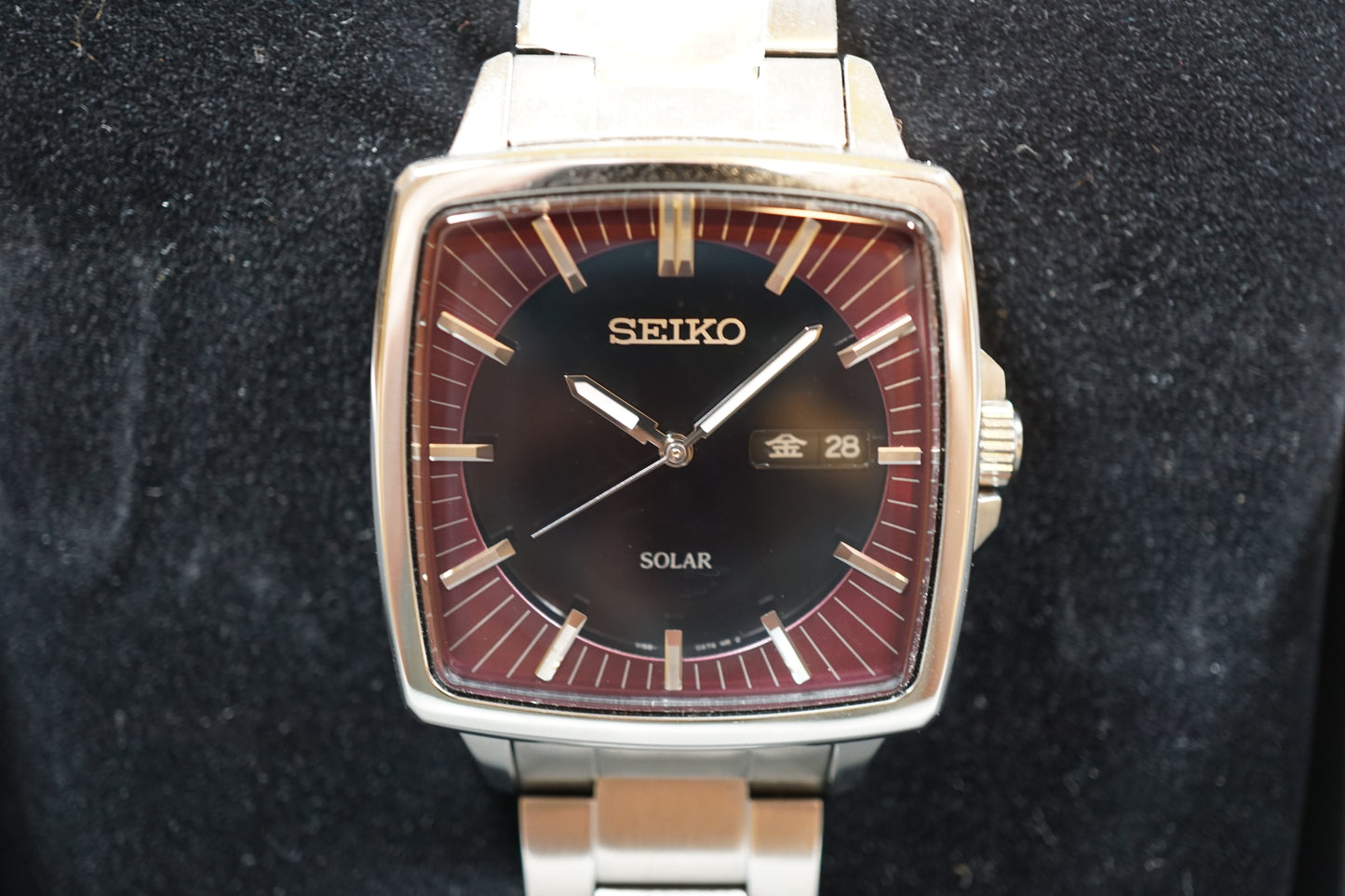 NOS Unworn Seiko Spirit SBPX031 V158 JDM Square Solar Quartz Watch