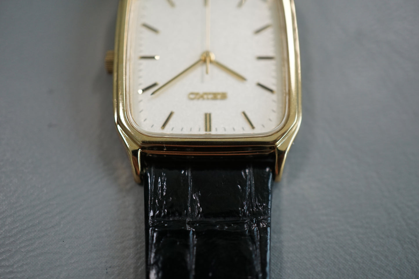 Unworn Seiko Selection SCDP040 7N01 Gold Tone Rectangular Quartz Watch Engraved