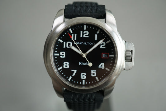 Hamilton Field H614110 Field Black Dial Crown Guard Quartz Watch For Repair