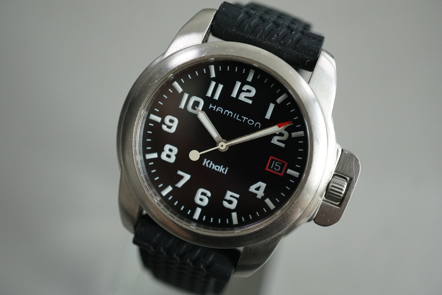 Hamilton Field H614110 Field Black Dial Crown Guard Quartz Watch For Repair