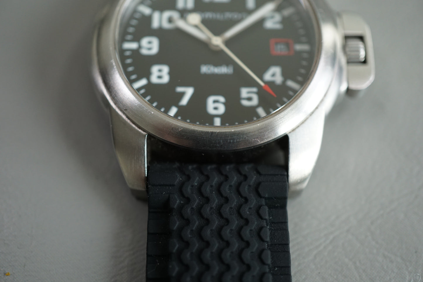 Hamilton Field H614110 Field Black Dial Crown Guard Quartz Watch For Repair