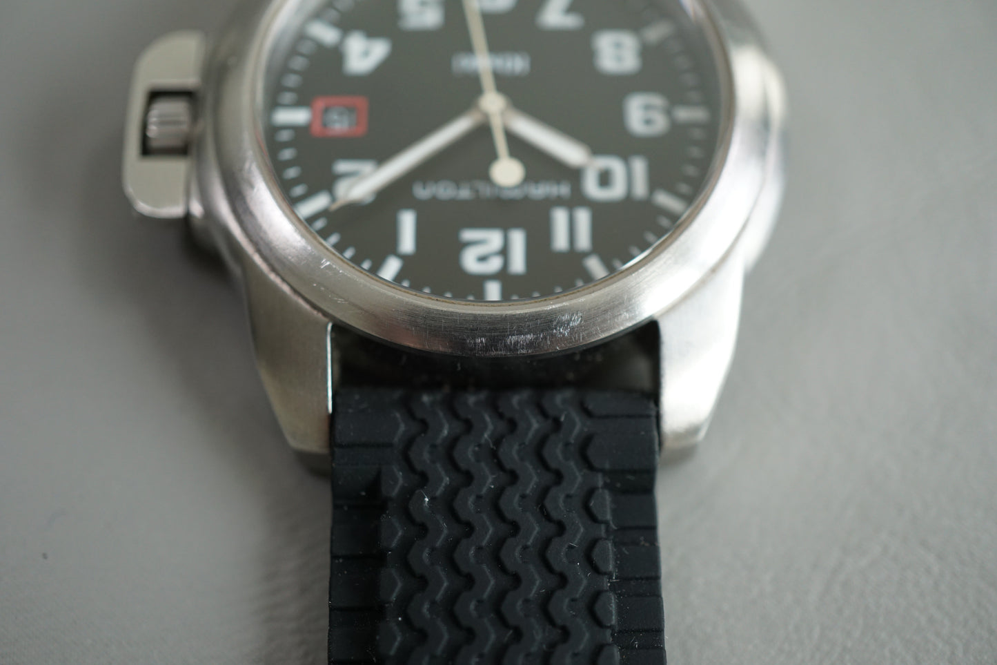Hamilton Field H614110 Field Black Dial Crown Guard Quartz Watch For Repair