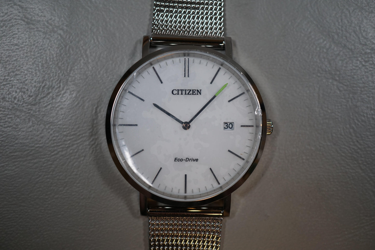 New Citizen Record Label AU1080-54A White Dial Eco-Drive Solar Quartz Watch