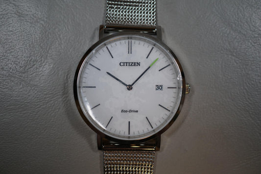 New Citizen Record Label AU1080-54A White Dial Eco-Drive Solar Quartz Watch