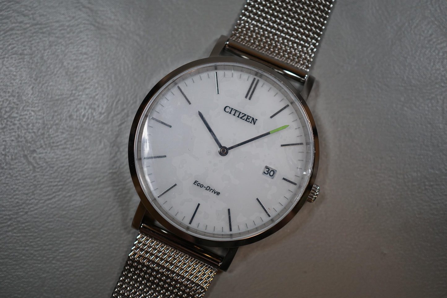 New Citizen Record Label AU1080-54A White Dial Eco-Drive Solar Quartz Watch