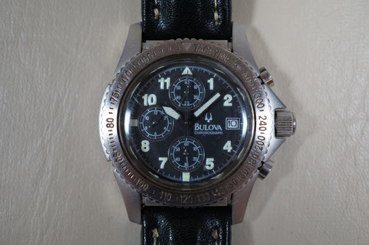 Bulova 46141 Military Chronograph Tachymeter Black Dial Quartz