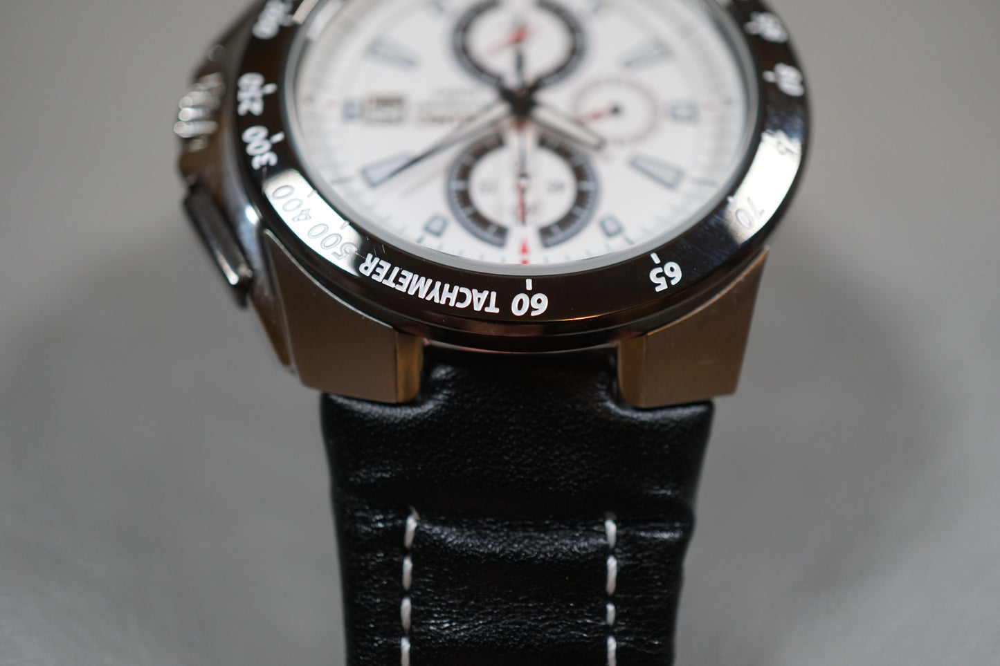 Seiko SNAB13 7T62 White Dial Tachymeter Chronograph Quartz Watch