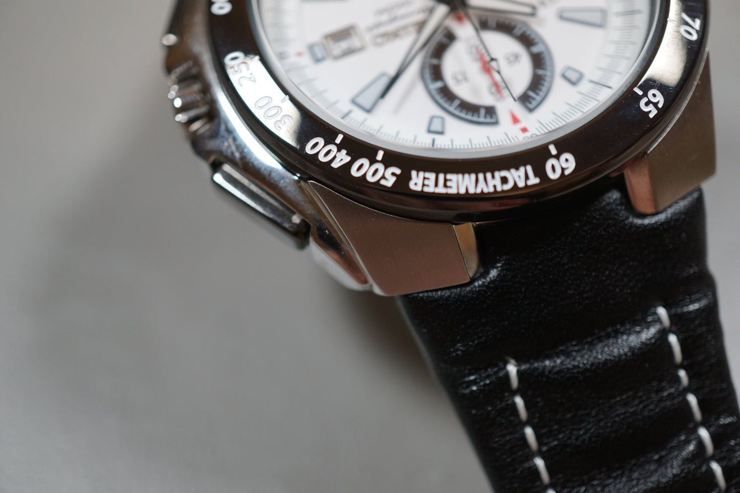 Seiko SNAB13 7T62 White Dial Tachymeter Chronograph Quartz Watch