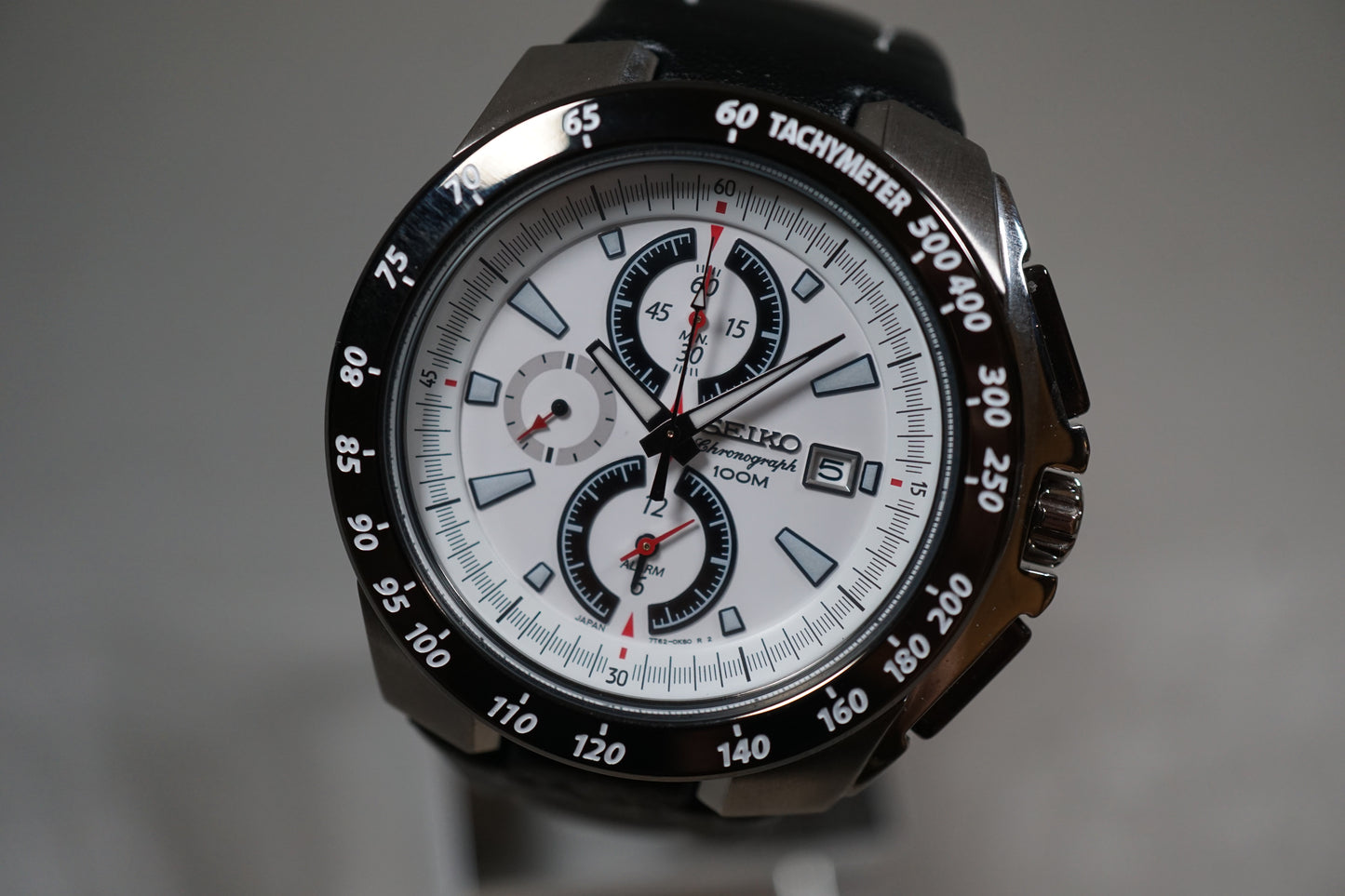Seiko SNAB13 7T62 White Dial Tachymeter Chronograph Quartz Watch