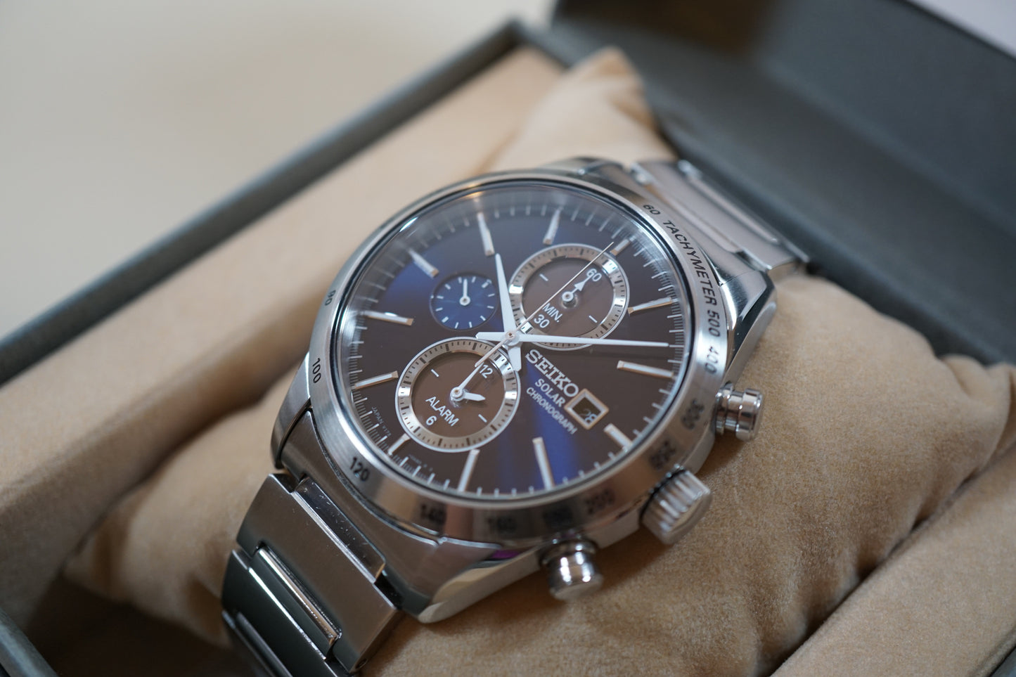 Seiko Spirit SBPY115 V172 Chonograph Blue Solar Quartz