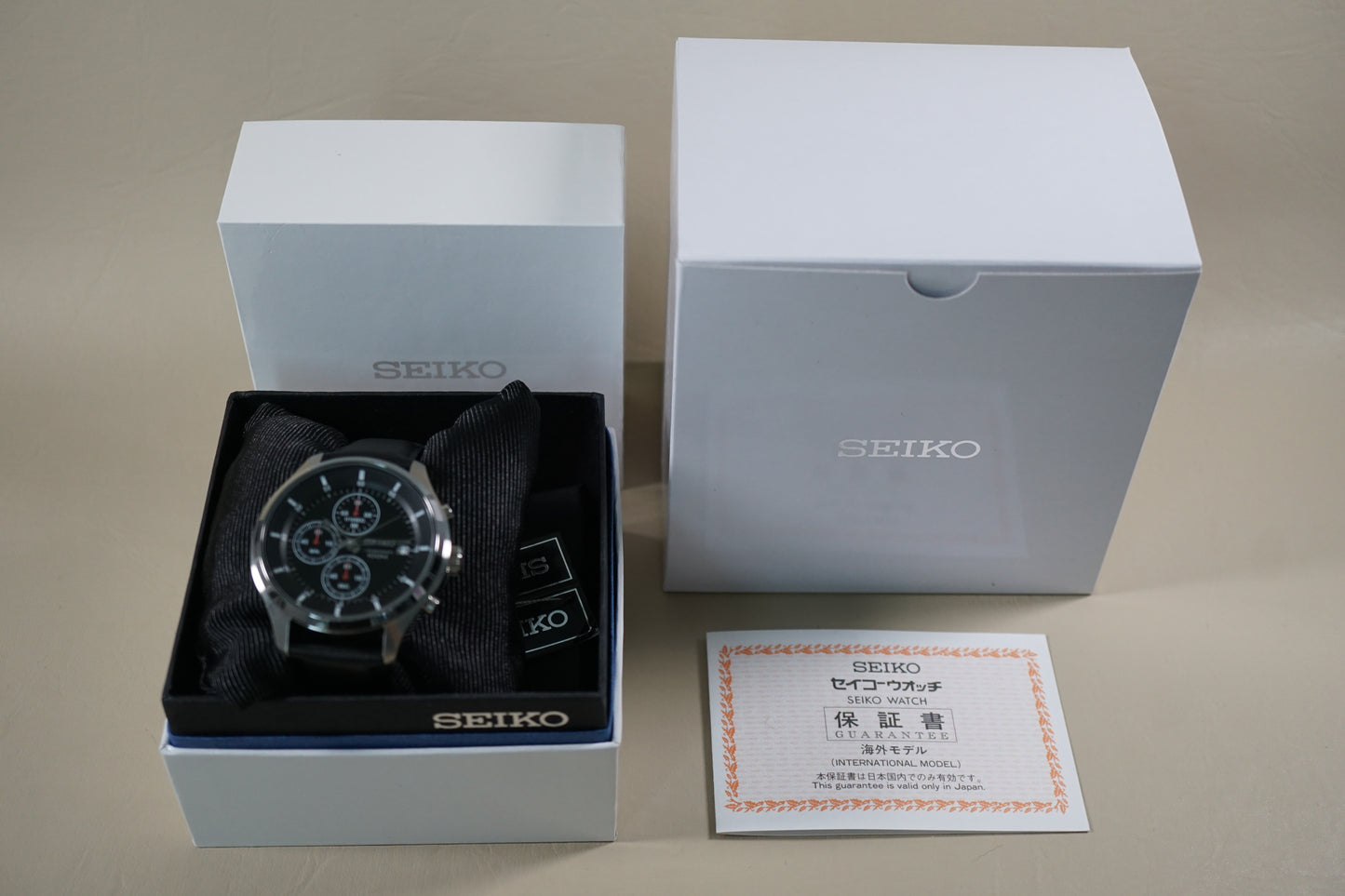 New Seiko Neo Sports SKS539P2 4T57 Chronograph Quartz Black Dial Leather