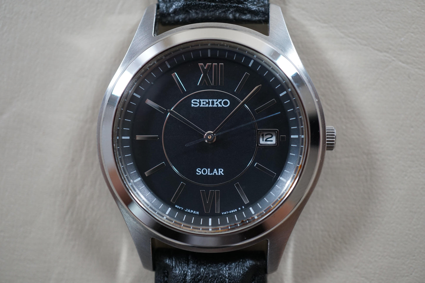 Seiko V147-0AD0 Black Dial Solar Quartz 36mm