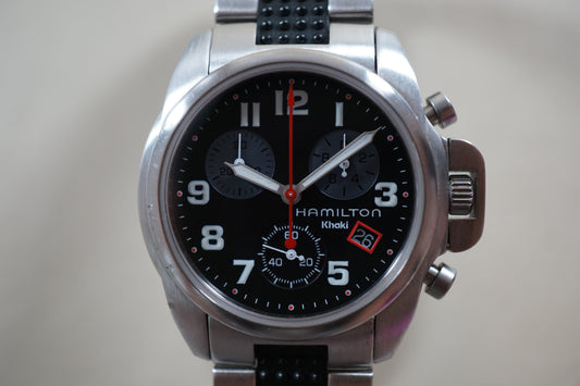 Hamilton Khaki 6303 Field Quartz Chronograph Crown Guard Midsize