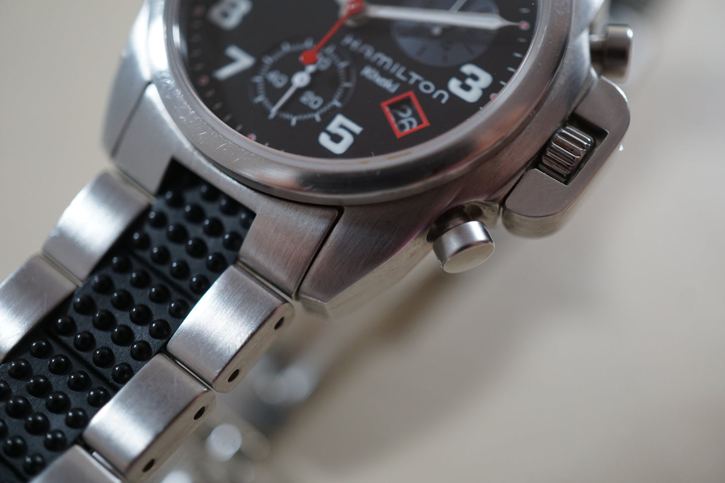 Hamilton Khaki 6303 Field Quartz Chronograph Crown Guard Midsize