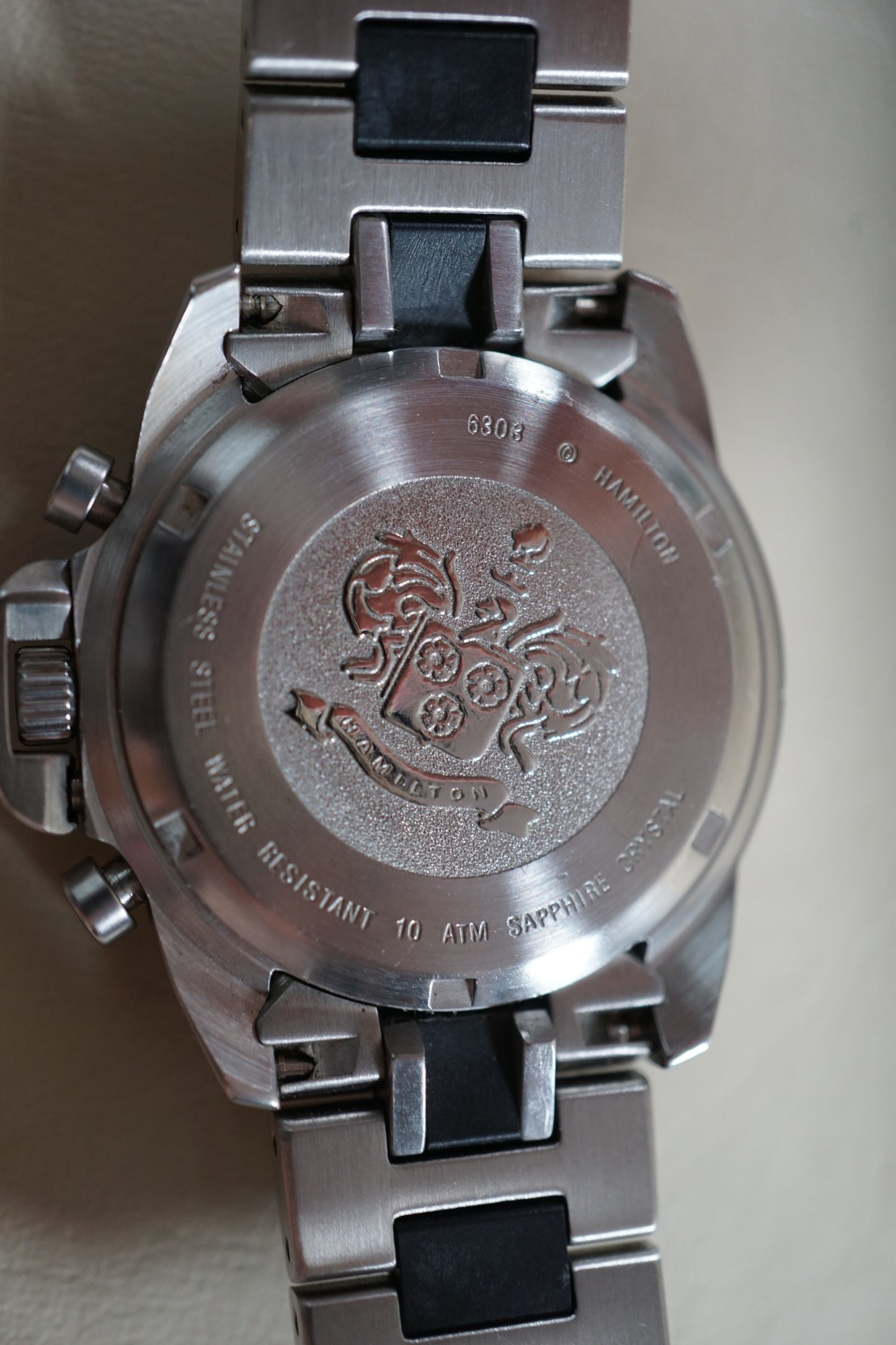 Hamilton Khaki 6303 Field Quartz Chronograph Crown Guard Midsize