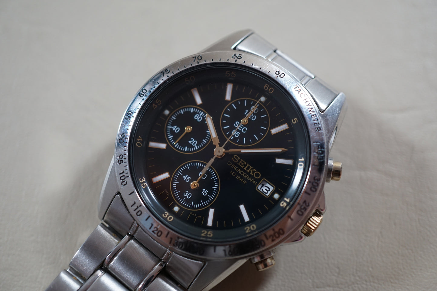 Seiko 7T92-0DW0 Quartz Chronograph Rare Black Gold