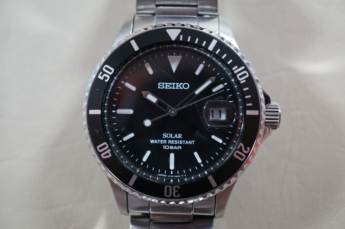 Seiko SZEV011 V157 Solar Submariner Limited Model Black