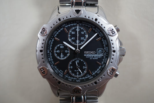 Seiko SBDP013 7T62 Black Dial "Speedmaster" Quartz Chronograph