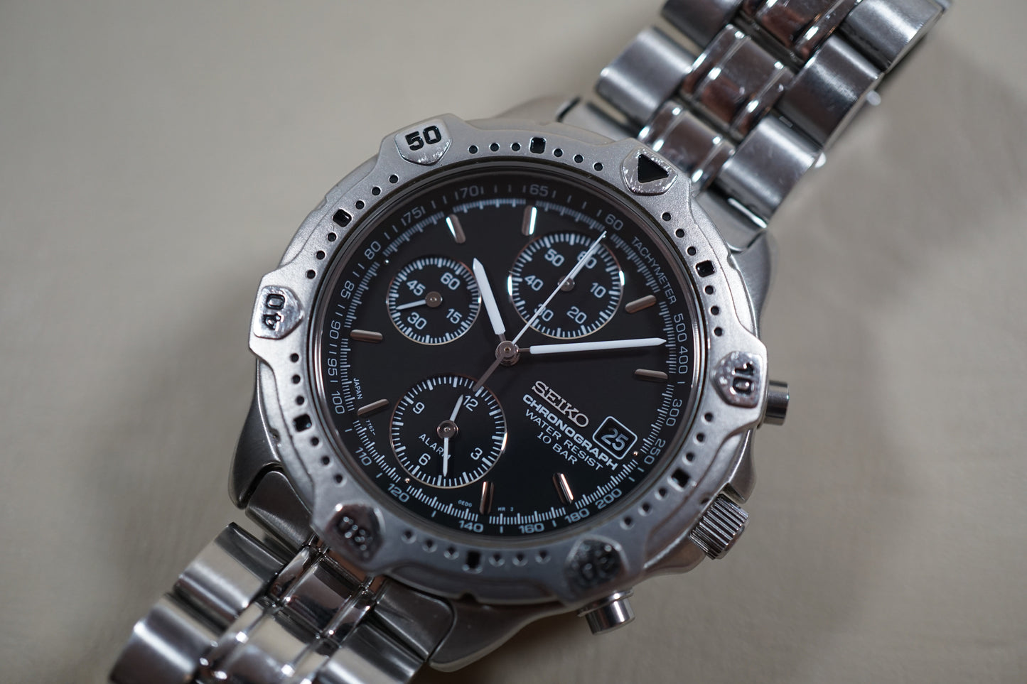 Seiko SBDP013 7T62 Black Dial "Speedmaster" Quartz Chronograph