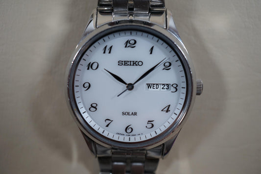 Seiko Spirit SBPX067 V158 White Dial Sapphire Solar Quartz