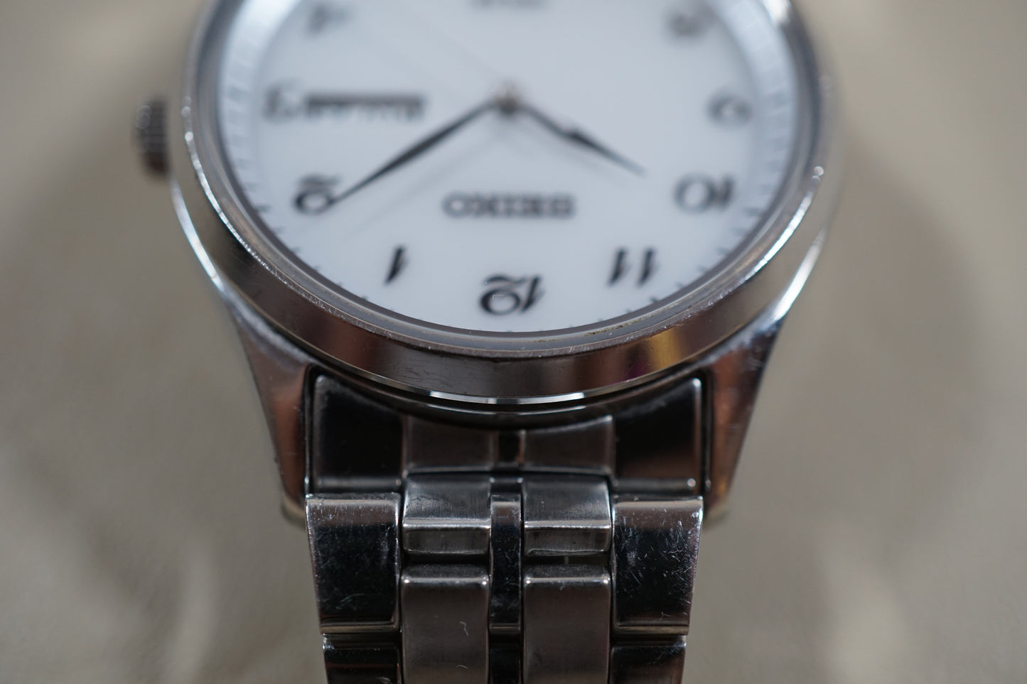 Seiko Spirit SBPX067 V158 White Dial Sapphire Solar Quartz