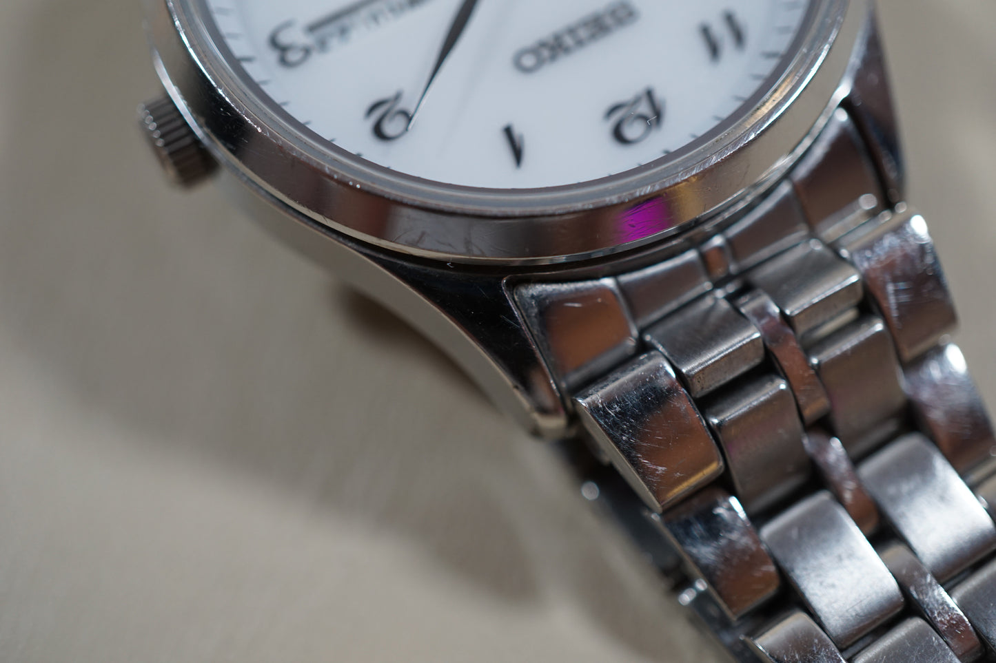 Seiko Spirit SBPX067 V158 White Dial Sapphire Solar Quartz