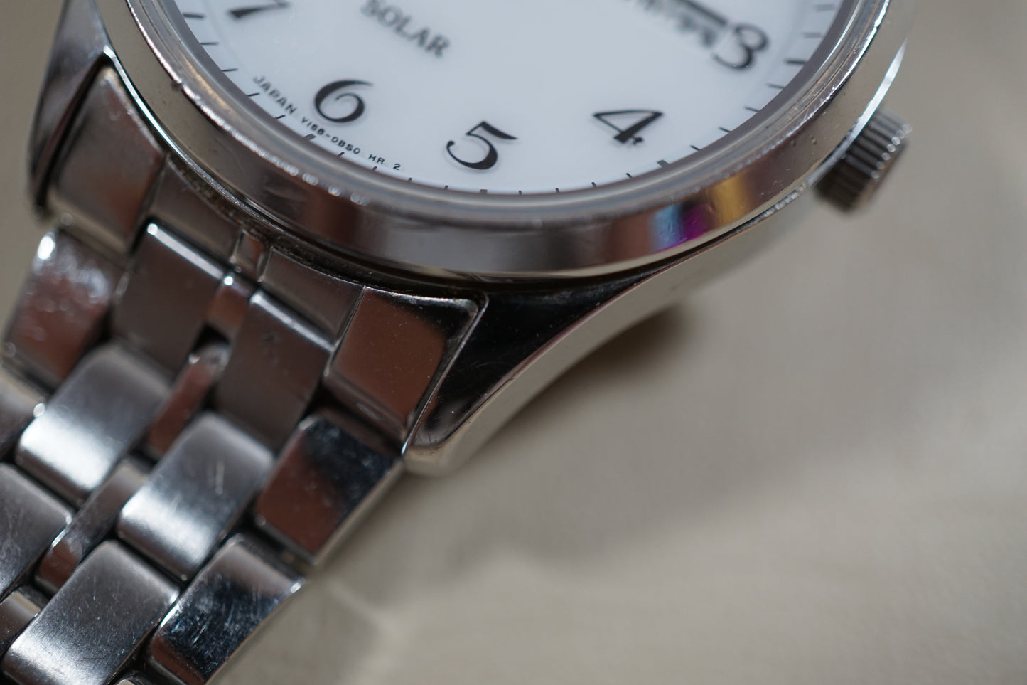 Seiko Spirit SBPX067 V158 White Dial Sapphire Solar Quartz