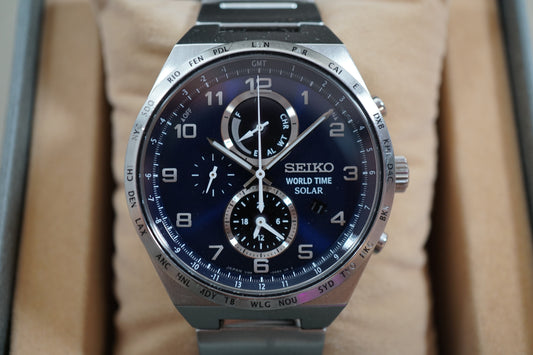 Seiko Spirit SBPJ023 V195 Sapphire Blue Dial Solar Quartz