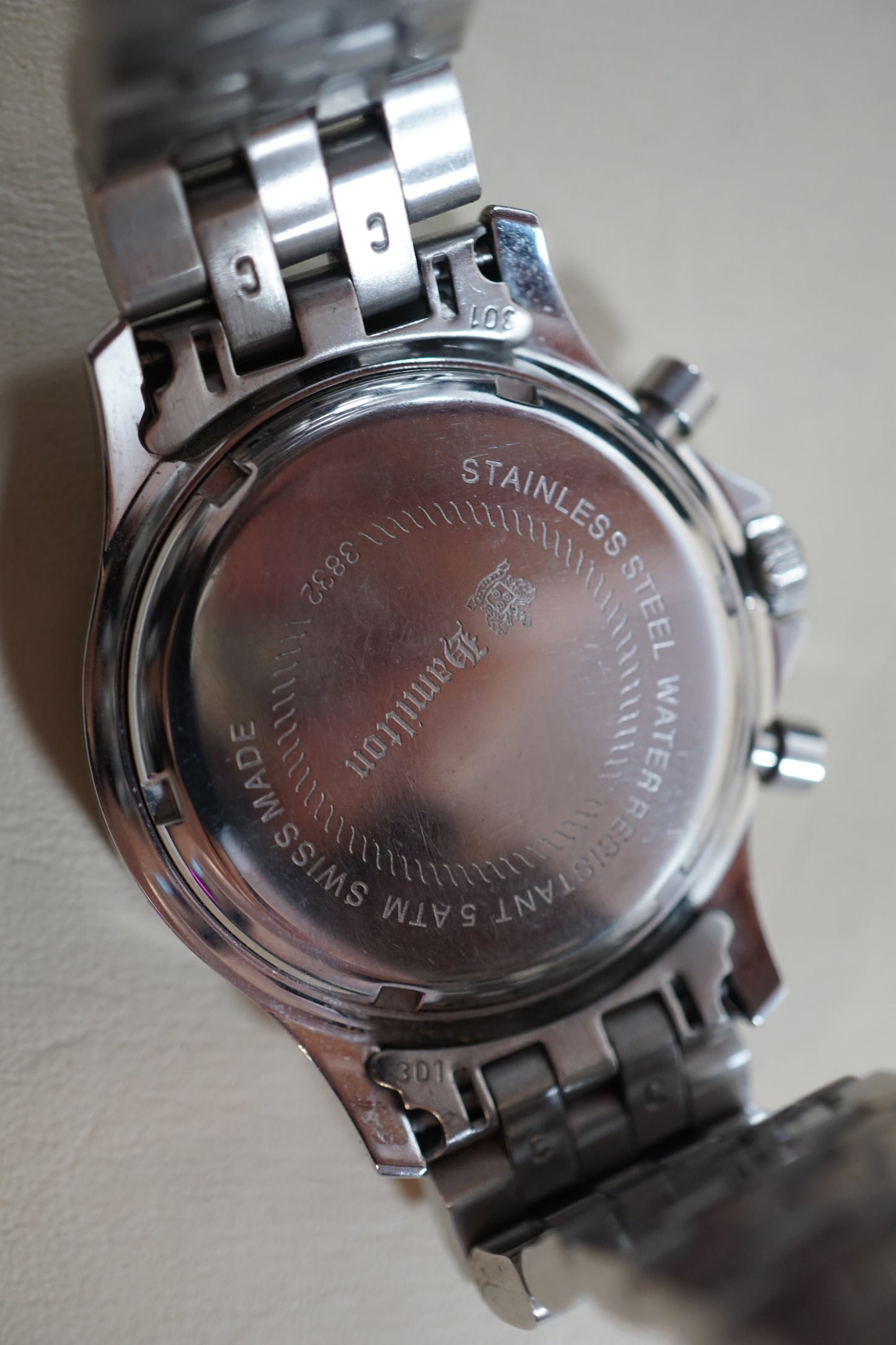 Hamilton Khaki 3832 Field Rare White Dial Military Chronograph Quartz