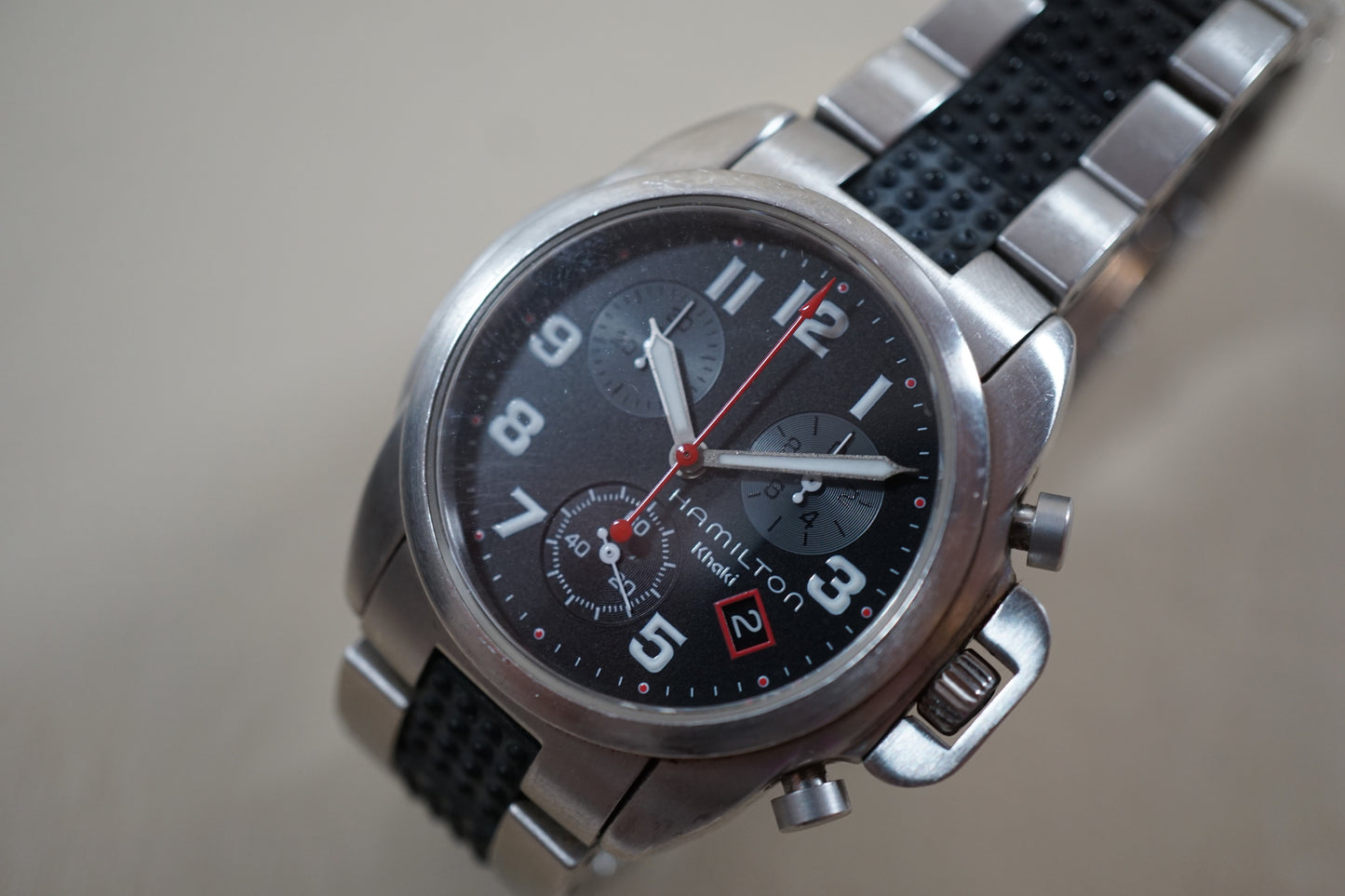 Hamilton Khaki 6303 Field Quartz Chronograph Crown Guard Midsize READ