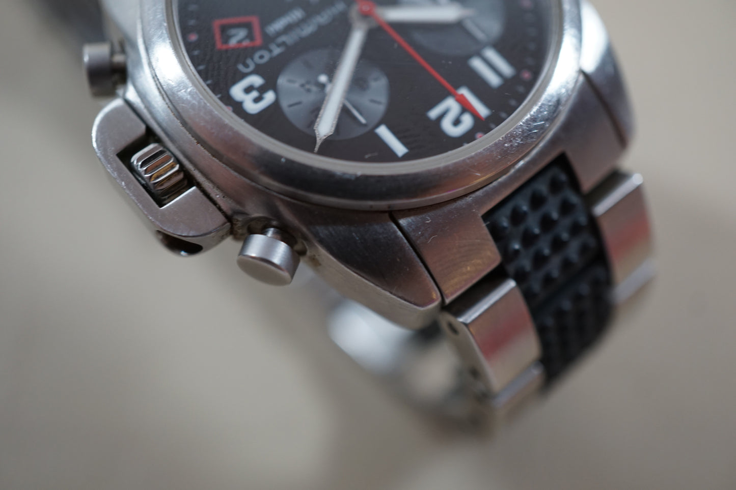 Hamilton Khaki 6303 Field Quartz Chronograph Crown Guard Midsize READ