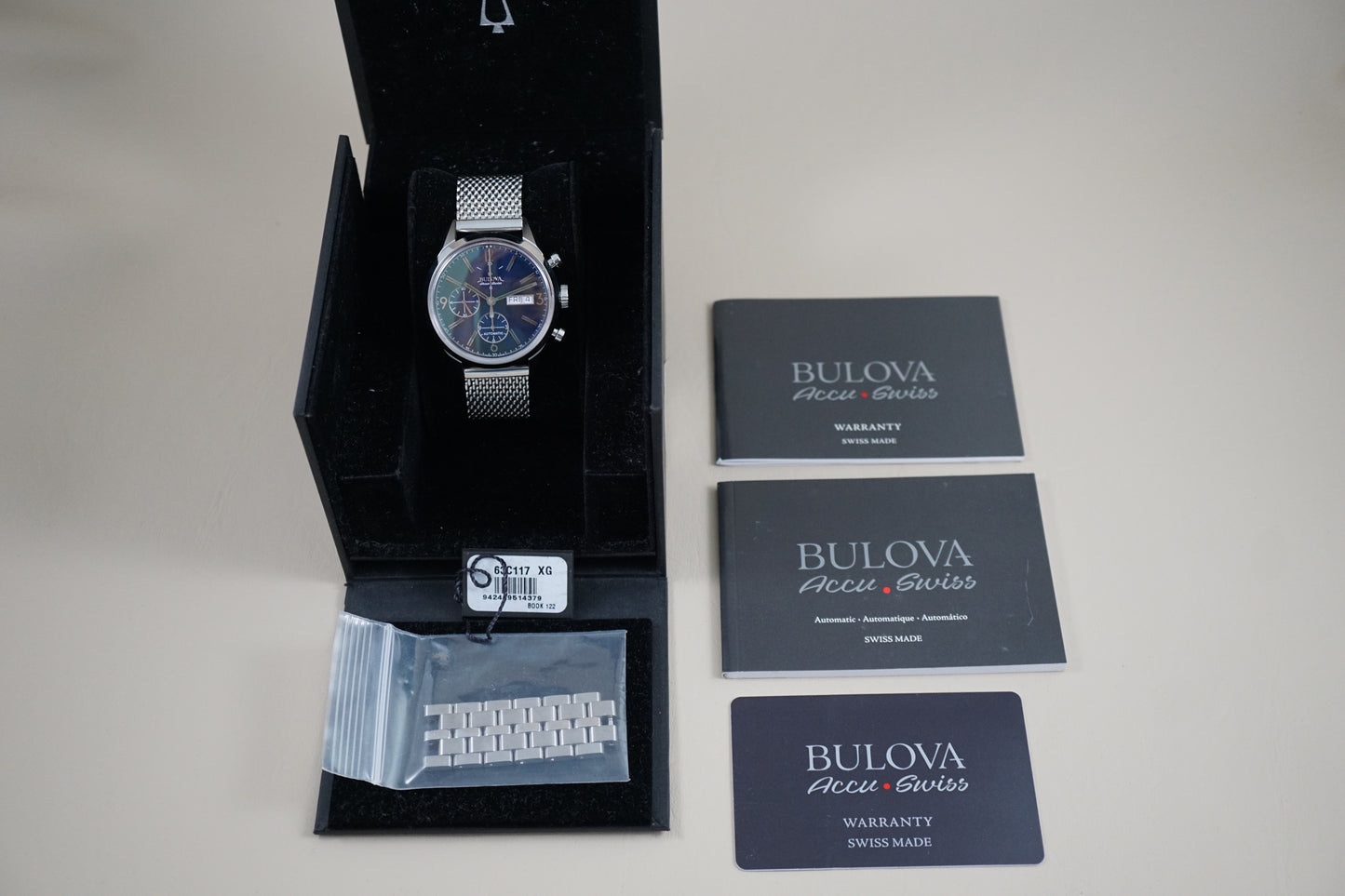 Bulova Accu-Swiss 63C117 Murren Automatic Chronograph Blue